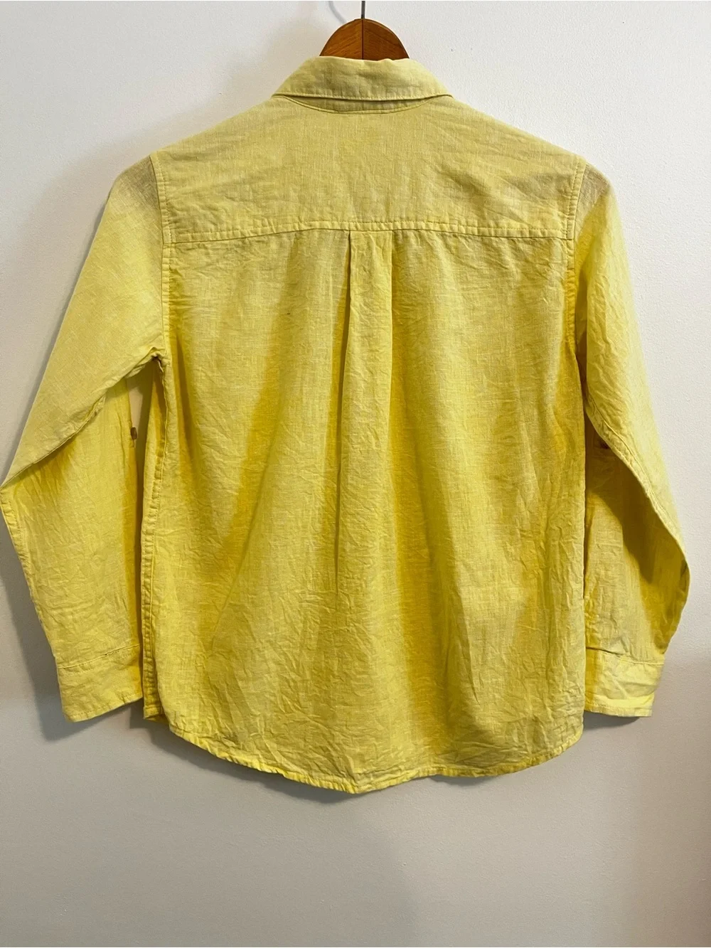 Gymboree Linen Cotton Button Down Shirt Long Sleeve Yellow Boys 12 Classic Prep